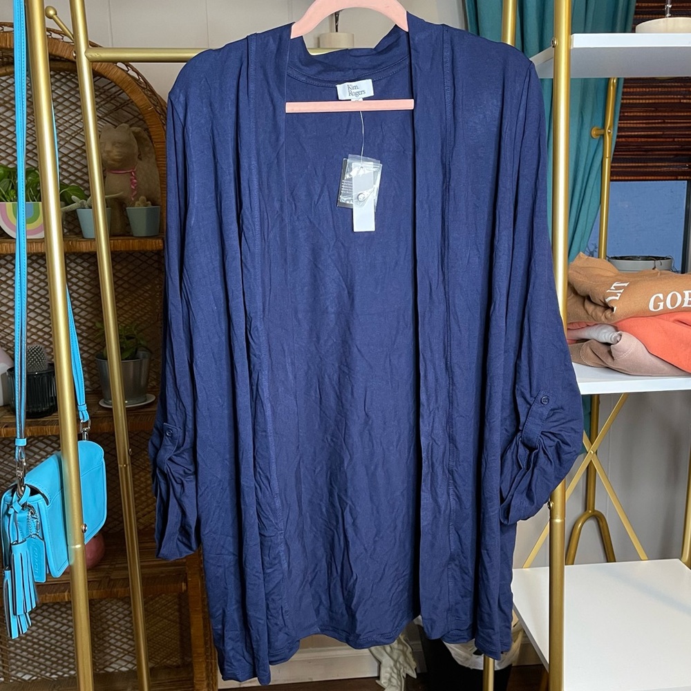 Kim Rogers Everyday Cardigan Harbor Navy 1X
